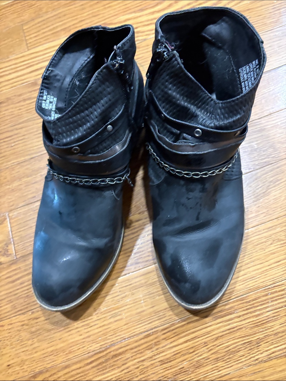 Kohl's Black Ankle Boots with Chain Strap Detail